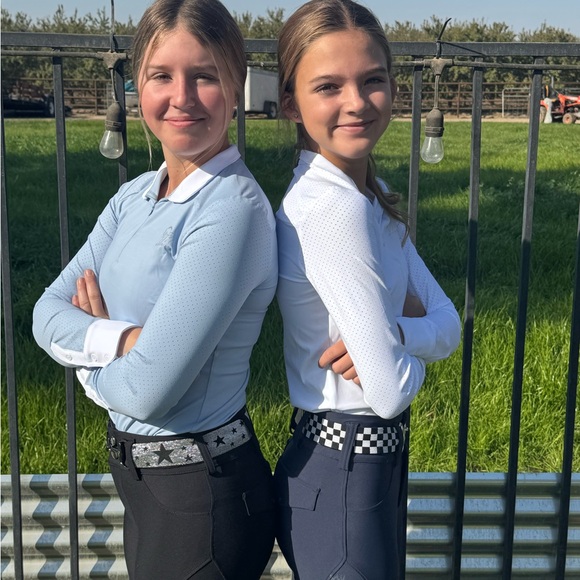 Black Deluxe sleeve collar & cuff equestrian long show shirt - Picture 5 of 12